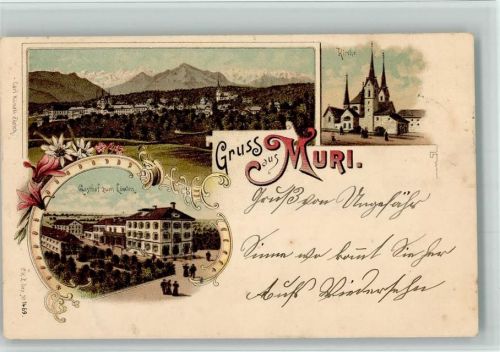 5630 Muri AG 1898 BOAKC Gasthaus Löwen Lithographie