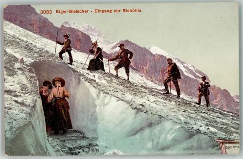 3823 Eigergletscher 1909 - Eishöhle Bergsteiger