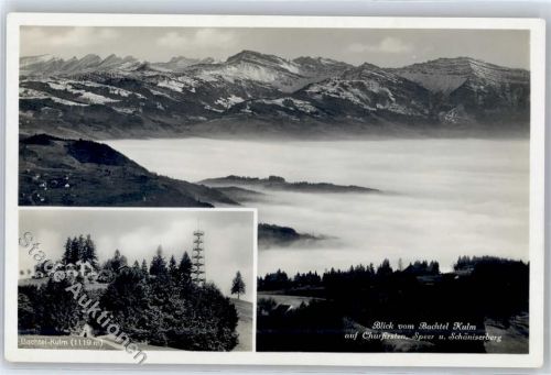8340 Hinwil - Restaurant Bachtel-Kulm, Blick auf Churfirsten, Speer, Schäniserberg