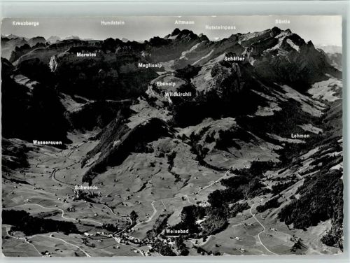 9057 Weissbad - Schwende Wasserauen gegen Altmann und Säntis