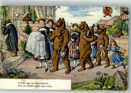 3000 Bern Berne Gebrauchsspuren Bär vermenschlicht Taufe sign. K. Gehri