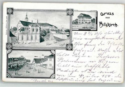 6285 Hitzkirch 1902 Foto AK Postamt Gasthaus Kirche Handlung