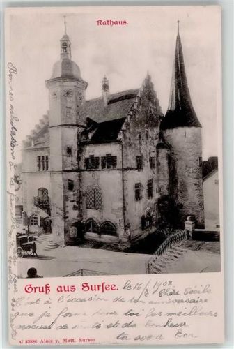 6210 Sursee 1903 Lithographie Rathaus