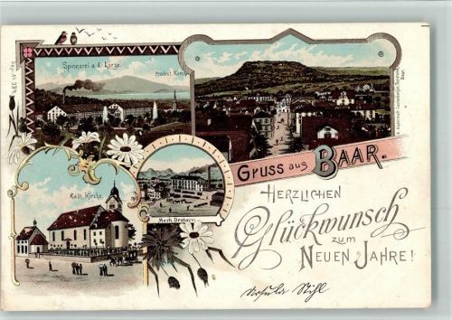 6340 Baar 1899 BOAKC Spinnerei Lorze Dreherei Lithographie