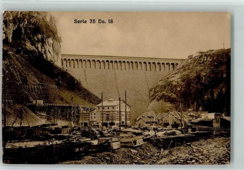 8854 Siebnen - Serie 35 Nr. 18 Kraftwerk Wäggithal Staumauer im Schräh Zuunftsbild taleinwärts gesehen