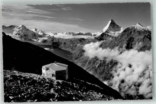 Domhütte 1967 Foto AK Breithorn Matterhorn