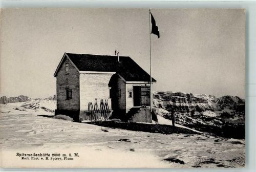 Spitzmeilenhütte 1908 - Hüttenstempel Beschreibung aufgeklebt