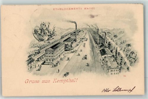 8310 Kemptthal 1898 Lithographie Fabrik Maggi Bahnhof Eisenbahn