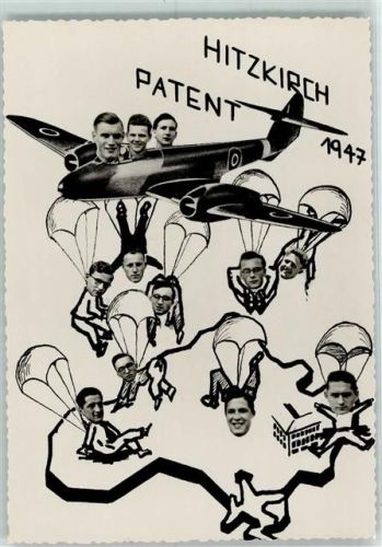 6285 Hitzkirch Gebrauchsspuren Flugzeug Patent 1945 Fallschirm Fotomontage