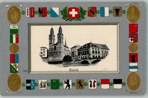 8000 Zürich Prägedruck Artist Atelier Guggheim 7425 Wappen AK