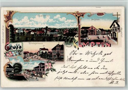 8623 Kempten 1899 BOAKC Bahnhofstrasse Lithographie