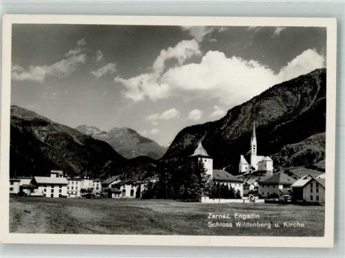 7530 Zernez 1952 Foto AK Schloss Wildenberg Kirche