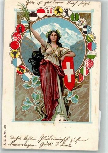Wappen A.E.Z. Nr. 729 Abschürfung Helvetia 1903 Gebrauchsspuren