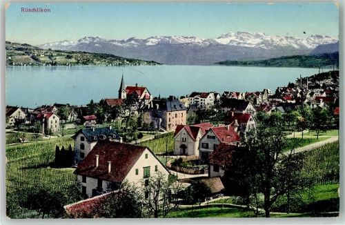 8803 Rüschlikon 1913 - See Kirche Berge