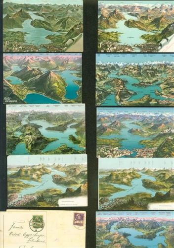 Lot mit 25 AK Landkarten Vogelperspektive einige mehrfach Sammlung Schweiz Posten 21 bis 100 AK