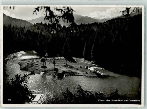 7018 Flims Waldhaus 1950 Foto AK Strandbad am Caumasee, Verlag Geiger 1570 Flims