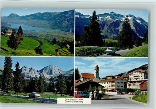 6174 Sörenberg - Giswil Oldtimer Panoramastrasse 1. Blick auf Giswil Sarnersee und Obwaldnerberge 2. Glaubenbüelen 3. Rossflue 4. Sommer- und Winterkurort