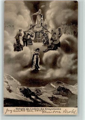 WK I Helvetia als Linderin des Kriegselends - AK Helvetia 1917