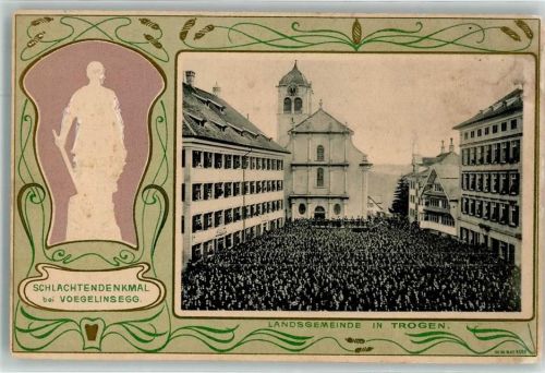 Vögelinsegg Prägedruck Schlachtendenkmal Landsgemeinde Passepartout Chocolat Maestrani