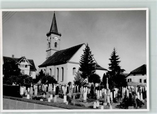 8266 Steckborn Foto AK Kirche mit Friedhof