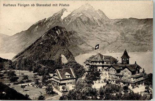 6362 Stansstad 1915 Foto AK Hotel Kurhaus Fürigen Pilatus
