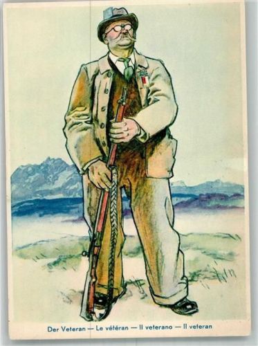 6000 Luzern Lucerne 1939 Künstlerkarte Weltmeisterschaften im Schießen, der Veteran