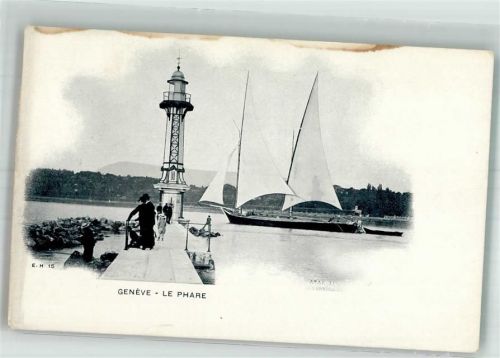 1200 Genève Genf Foto AK Leuchtturm