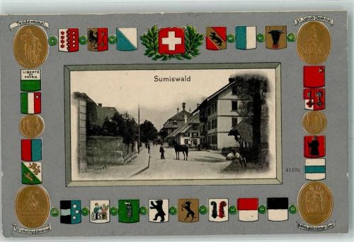 3454 Sumiswald 1910 Prägedruck Passepartout Wappen Verlag guggenheim 7425