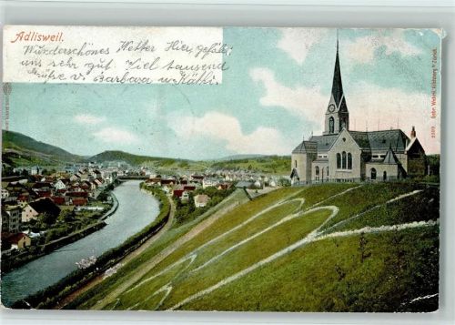 8134 Adliswil Gebrauchsspuren 1908 Lithographie