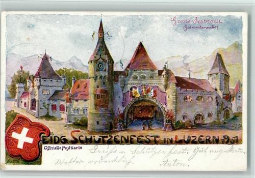 6000 Luzern Lucerne - Festhalle klassischer Sonderstempel 1901