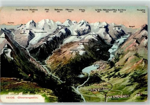 7505 Celerina/Schlarigna 1907 - Oberengadin Vogelschau