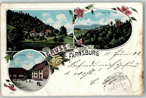 4466 Ormalingen 1901 Lithographie Farnsburg Kurhaus Ruine Ort lt. Recherche