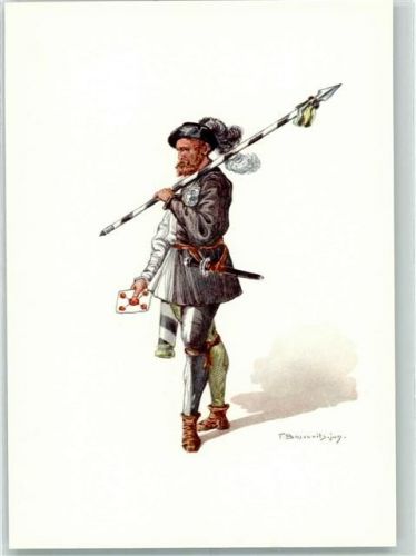 3000 Bern Berne Künstlerkarte PTT-Museum Standesläufer von Appenzell Kostüm des XVI. Jahrhundert sign