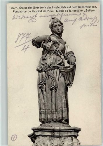 3000 Bern Berne - Seilerbrunnen mit Statue der Gründerin des Inselspitals