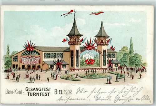 2500 Biel/Bienne 1902 Lithographie Bern. Kant. Gesangfest
