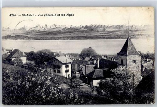 2024 St-Aubin NE - Kirche, Ortsansicht, Alpenpanorama