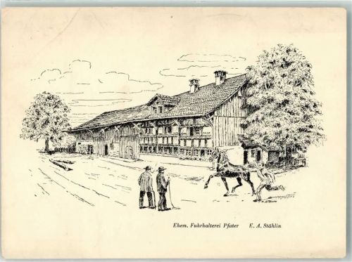 8600 Dübendorf Gebrauchsspuren sign. Stählin Fuhrhalterei Pfister Künstlerkarte Ort handschriftlich