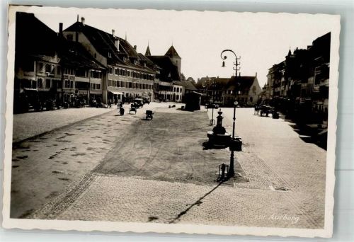 3270 Aarberg 1933 Gebrauchsspuren Marktplatz Foto AK