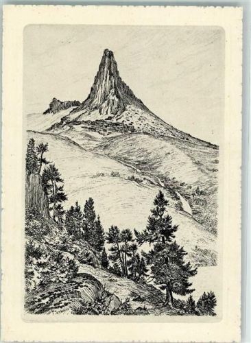 Zervreilahorn - Quelle des Valser Rheins Bienfaisance für die Taubstummen Kupferdruck