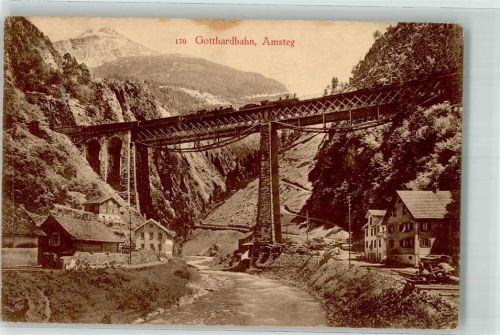 6474 Amsteg 1919 - Gotthardbahn Eisenbahn Viadukt