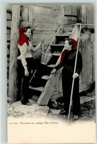 1873 Val-d'Illiez - Causerie au village