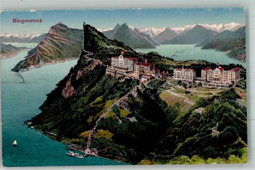 6362 Stansstad Foto AK Hotel Bürgenstock Bergbahn Vierwaldstättersee