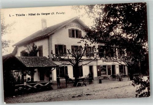 2075 Thielle 1919 Foto AK Hotel de Verger Bahnpost Zug 50