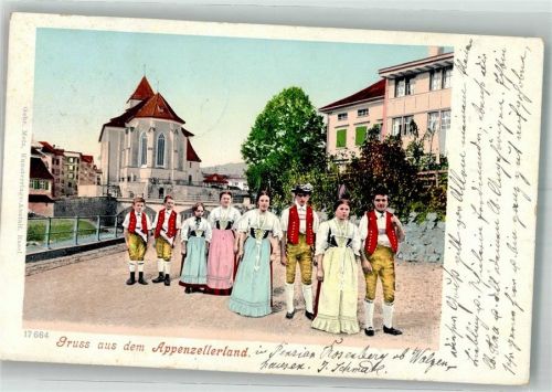 9428 Walzenhausen 1905 Foto AK Tracht Gruppenbild