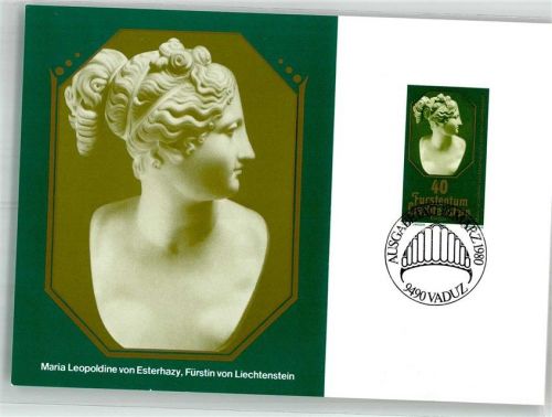 Vaduz Büste von Maria Leopoldine von Esterhazy von Liechtenstein Sonderstempel Sondermarken Europa CEPT Adel Liechtenstein 1980 Ganzsache