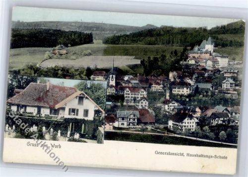 3076 Worb - 1905 Generalansicht Haushaltuns Schule