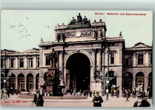 8000 Zürich 1906 - Bahnhof und Escherdenkmal
