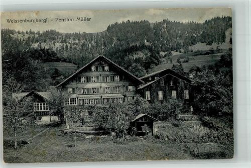 3764 Weissenburg 1914 Foto AK Weissenburgbergli Pension Müller