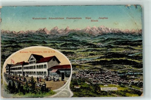 4515 Weissenstein b. Solothurn 1912 Gebrauchsspuren Wetterhörner Schreckhörner Finsteraarhorn Eiger Mönch Jungfrau
