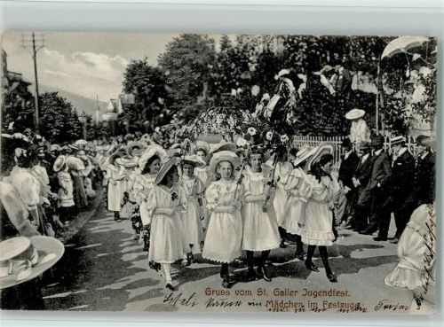 9000 St. Gallen S. Gallo - Jugendfest Mädchen mit Blumenranken